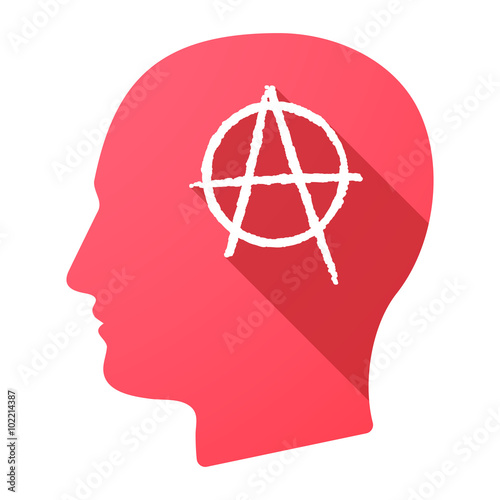 Male head icon with an anarchy sign