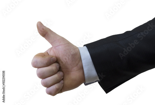 Man's hand on a white background
