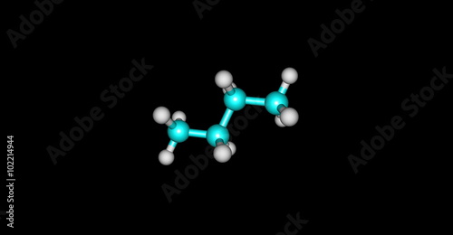 Butane molecular structure isolated on black