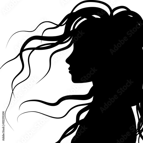 silhouette profile of hair, vector