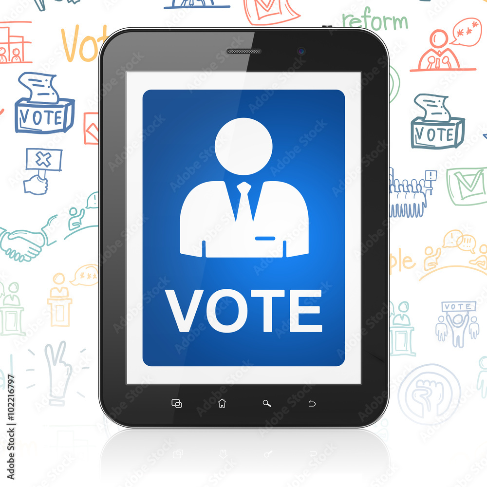 Political concept: Tablet Computer with Ballot on display Political concept: Tablet Computer with Ballot on display