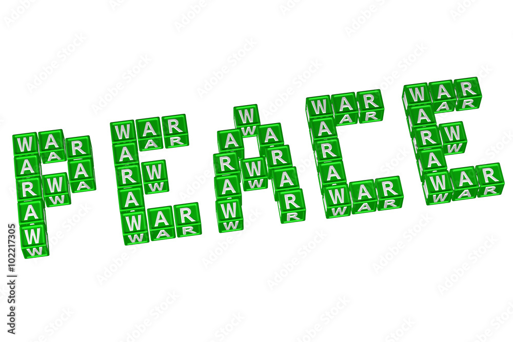 Word Peace written with blocks with letters W,A,R Word Peace written with blocks with letters W,A,R