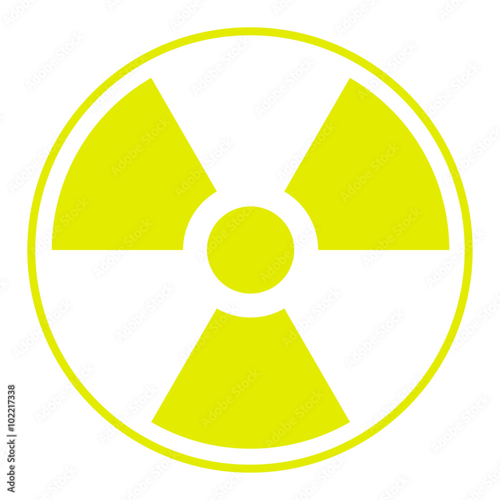 symbol of radioactive contamination with highlights on a white background, danger symbol of radioactive contamination with highlights on a white background, danger