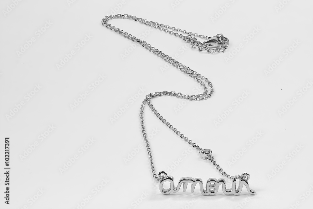 Silver necklace isolated on the white background Silver necklace isolated on the white background