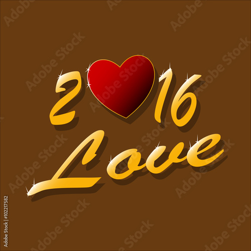 Year 2016 background heart love shadow of desire