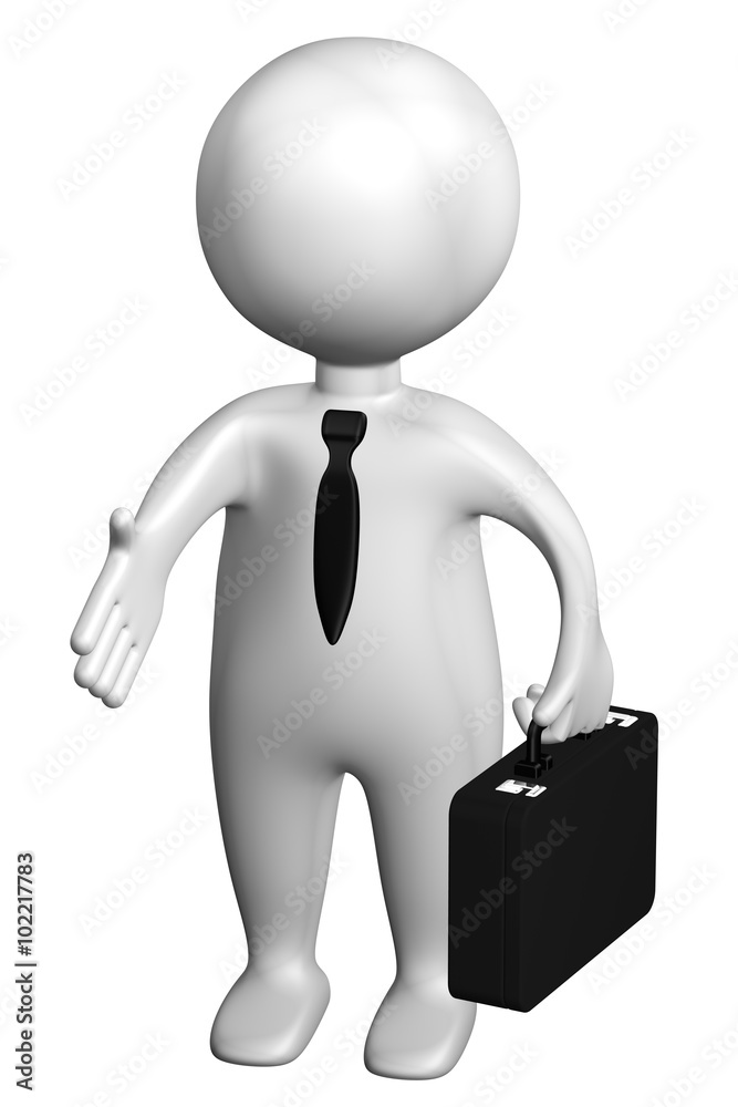 3d man with case, isolated on white background. 3d man with case, isolated on white background.