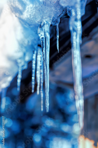 Blue transparent icicles