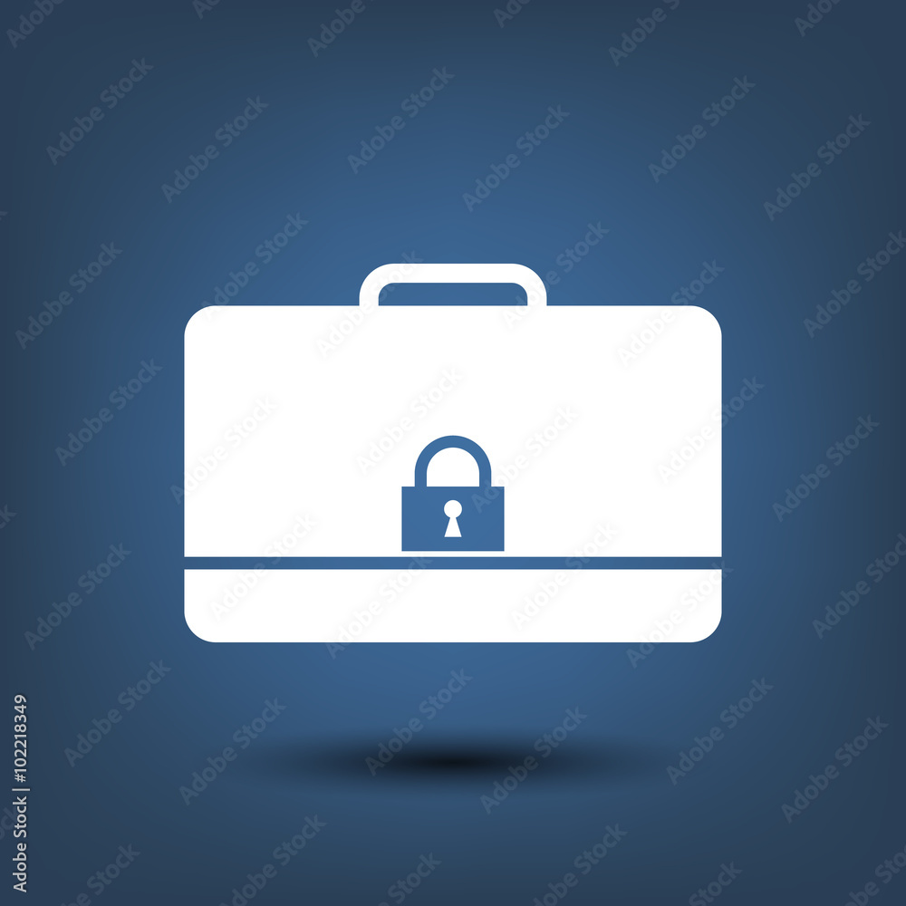 Modern flat vector icon of secured briefcase Modern flat vector icon of secured briefcase