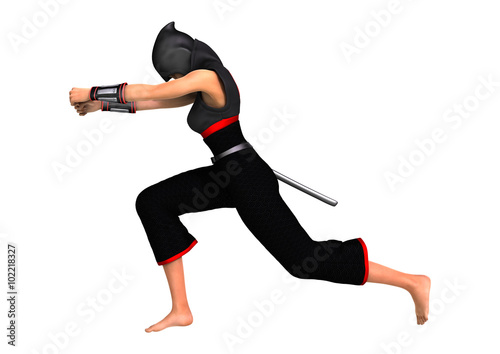 Female Ninja on White