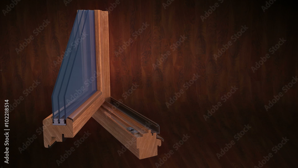 Wood profile cut animation grows into complite window black Wood profile cut animation grows into complite window black