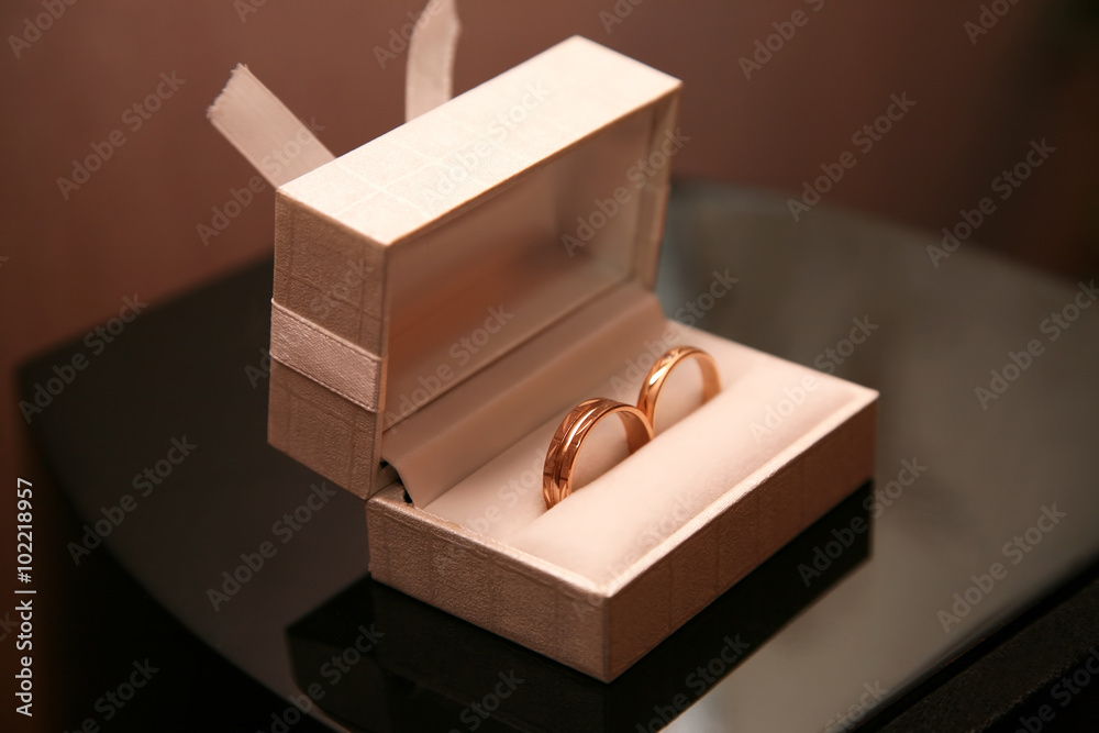 gold wedding rings lie in a box gold wedding rings lie in a box