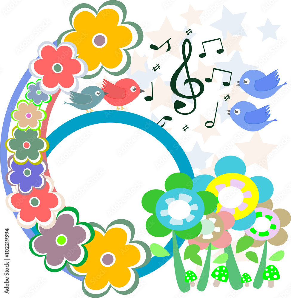 Bird on the flowering branch. vector illustration Bird on the flowering branch. vector illustration