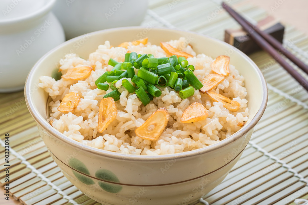 Fried rice with garlic in bowl Fried rice with garlic in bowl