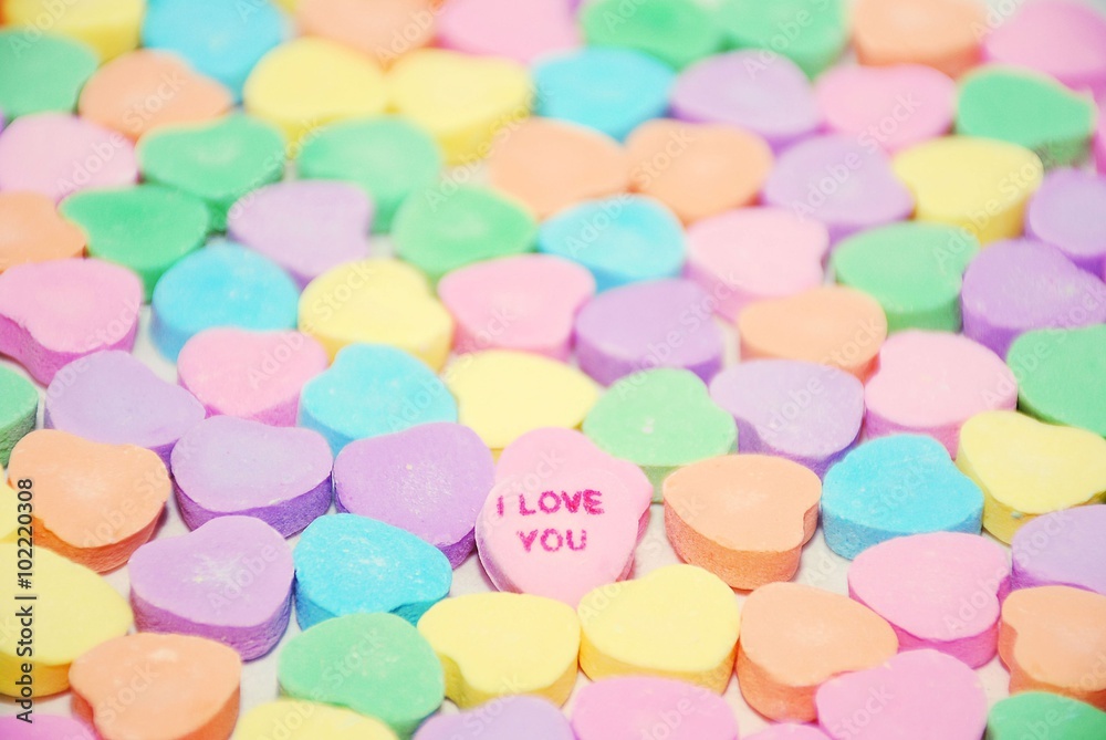 Colorful Valentine's Day candy hearts Colorful Valentine's Day candy hearts