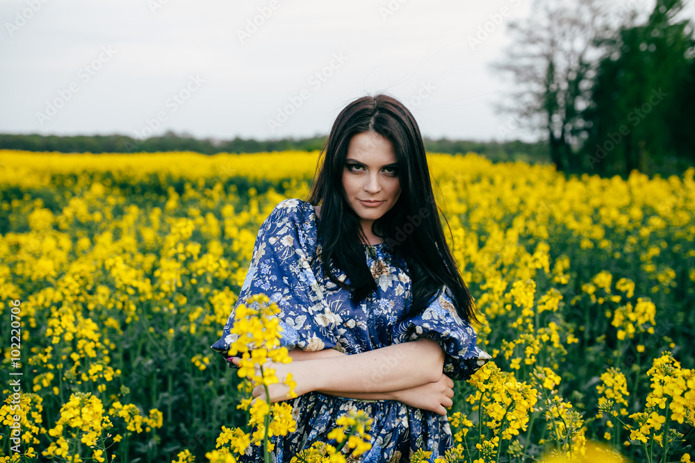Spring walk girl in a beautiful cherry orchard Spring walk girl in a beautiful cherry orchard