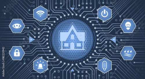 Smart House Concept. Infographical/presentational template as graphic interface of 'Smart Home Control Panel'.