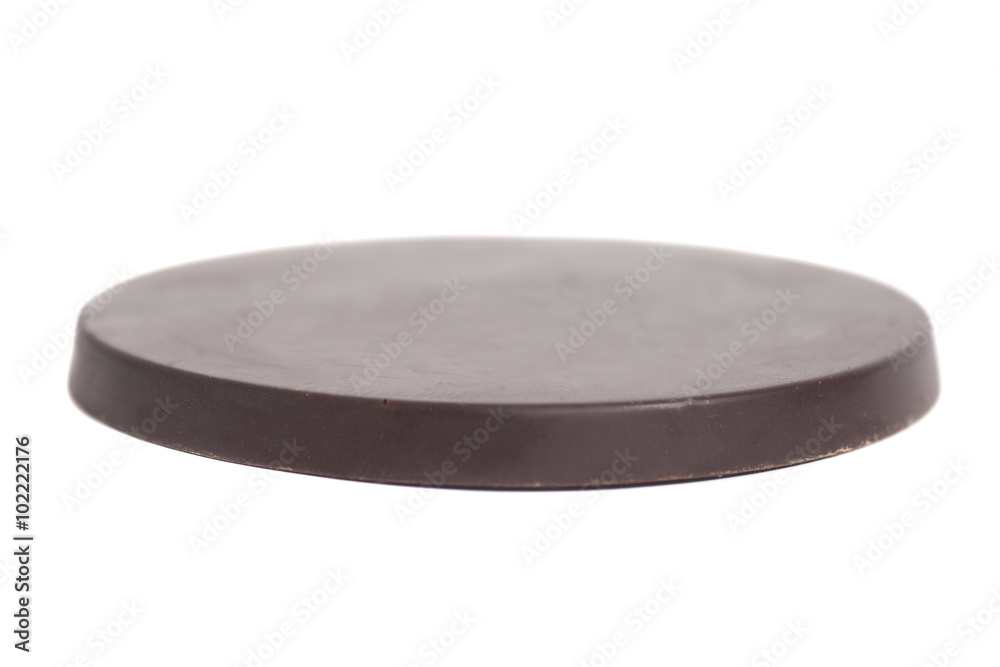 Round chocolate bar isolated on white background Round chocolate bar isolated on white background