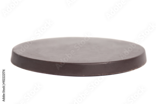 Round chocolate bar isolated on white background