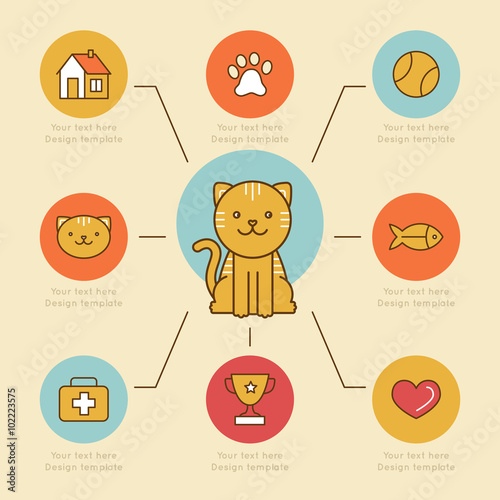 Vector infographics design elements, icons and badges in bright