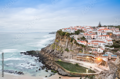 Azenhas do Mar white village landmark on the cliff and Atlantic photo