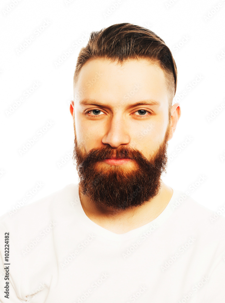 Fototapeta premium Stylish bearded man in white shirt. 