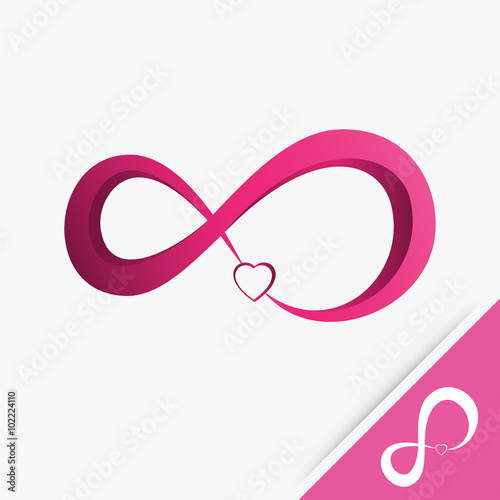 Logo infinity with heart love on white background Vector illustration