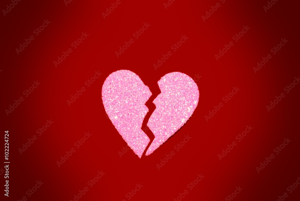 Broken heart on vignette background