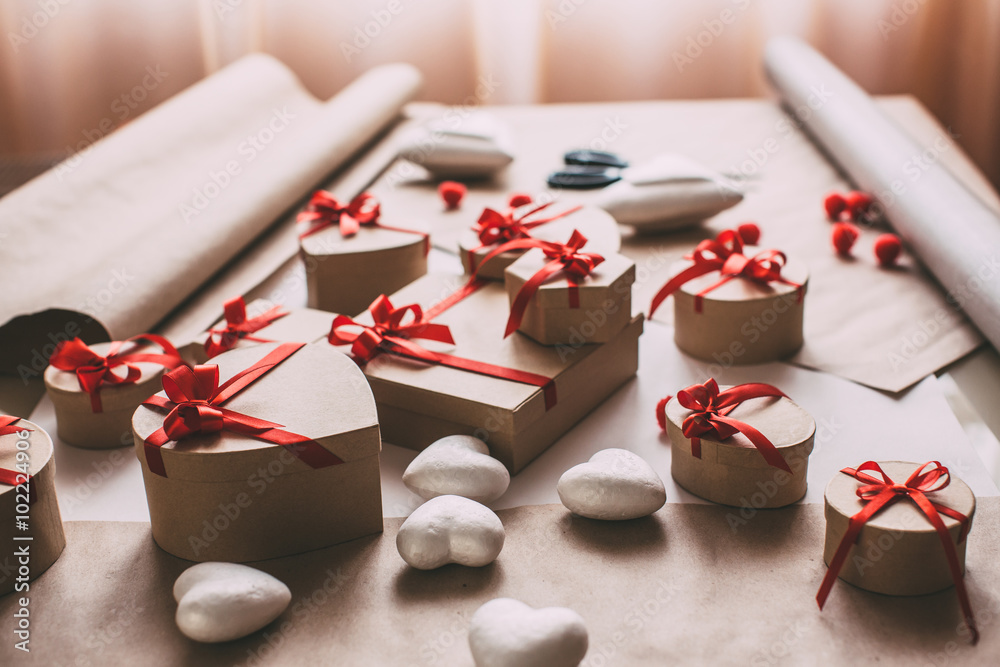 Packing stylish gifts.