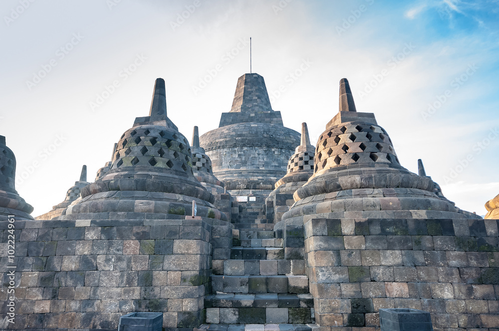 Heritage Buddist temple Borobudur complex in Yogjakarta in Java,