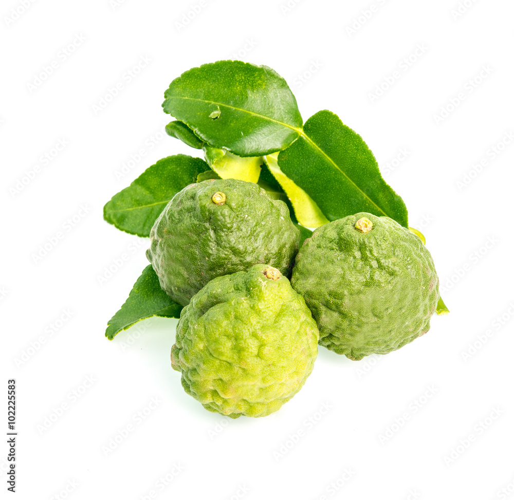 Fresh kaffir lime on a white background. Fresh kaffir lime on a white background.