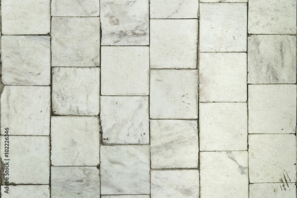 Old white marble tile texture background