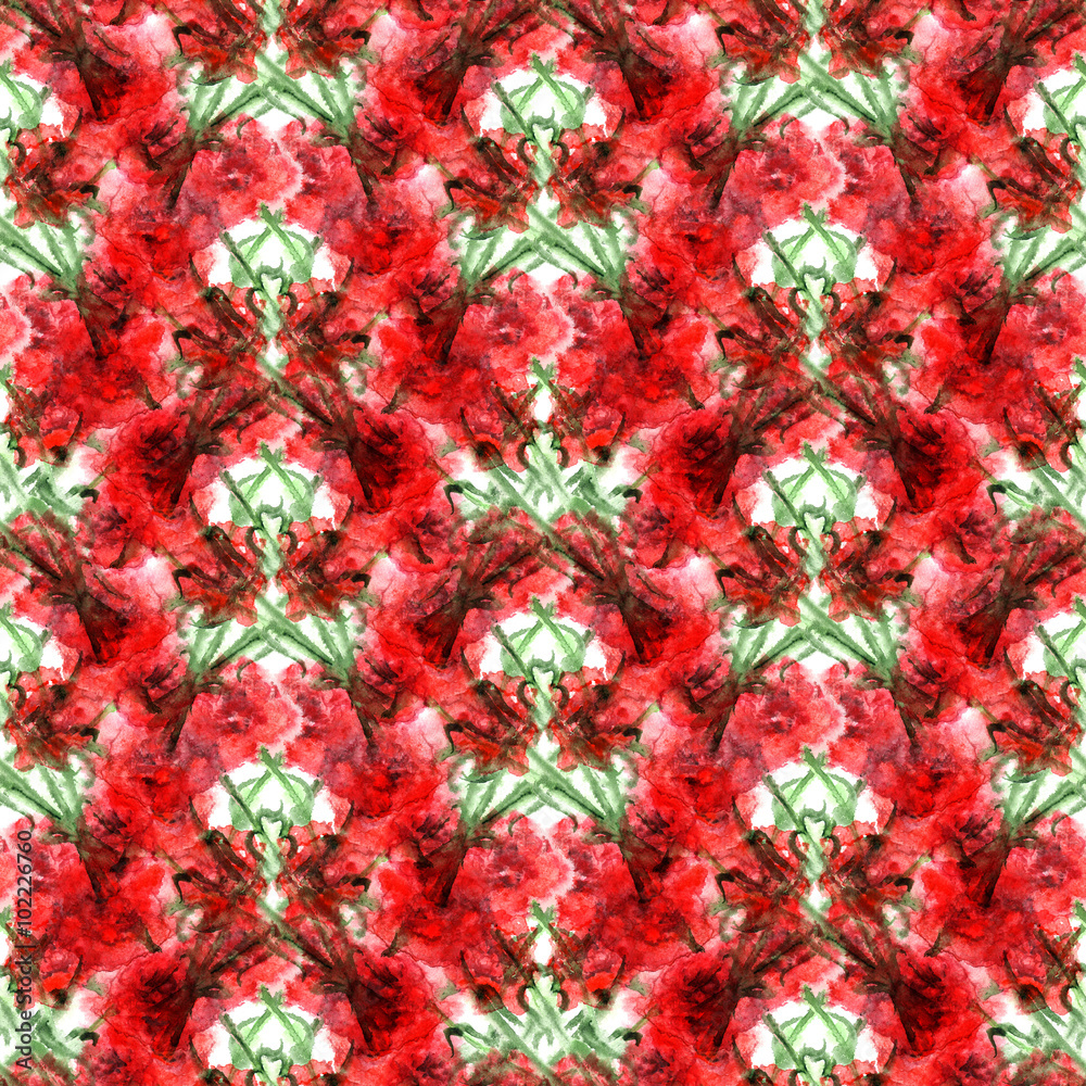 Watercolor carnation clove red flower seamless pattern texture Watercolor carnation clove red flower seamless pattern texture
