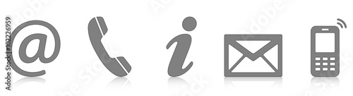 Contact Us – Set of gray icons with reflection