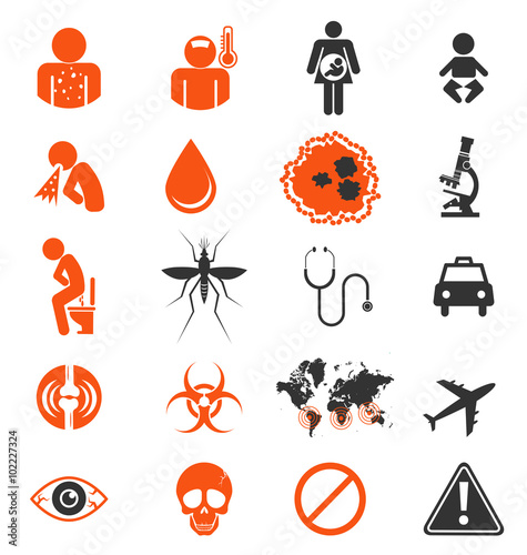 Icon set of Zika virus Infection