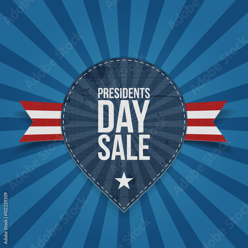 Presidents Day Sale Text on blue striped Label