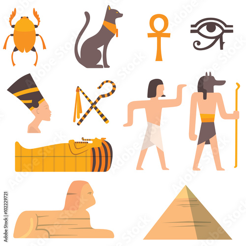Egypt travel vector icons symbols