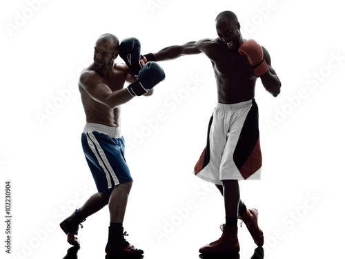 men boxers boxing isolated silhouette