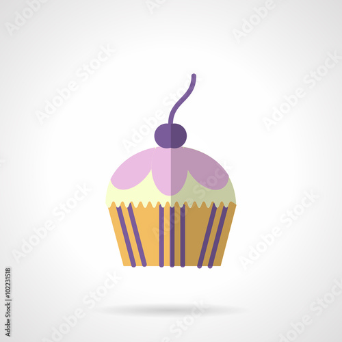 Color berry muffin flat vector icon
