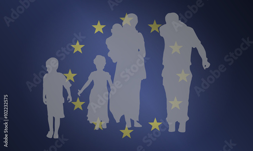 Silhouette von Flüchtlingen - Europa