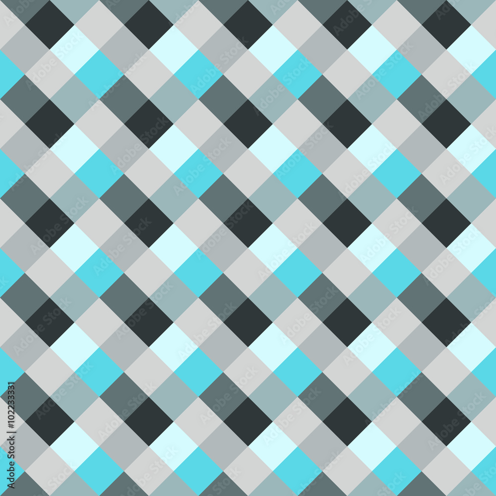 Seamless geometric checked pattern. Diagonal square, woven line background. Patchwork, rhombus, staggered texture. Gray, blue colors. Vector Seamless geometric checked pattern. Diagonal square, woven line background. Patchwork, rhombus, staggered texture. Gray, blue colors. Vector