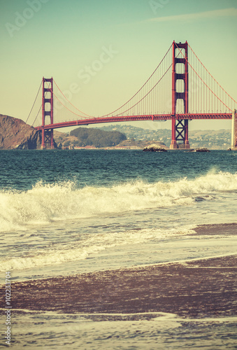 Photography Retro stylized Golden Gate Bridge in San Francisco, USA