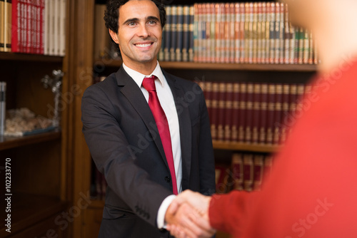 Quadro em tela Businessman giving an handshake to a customer