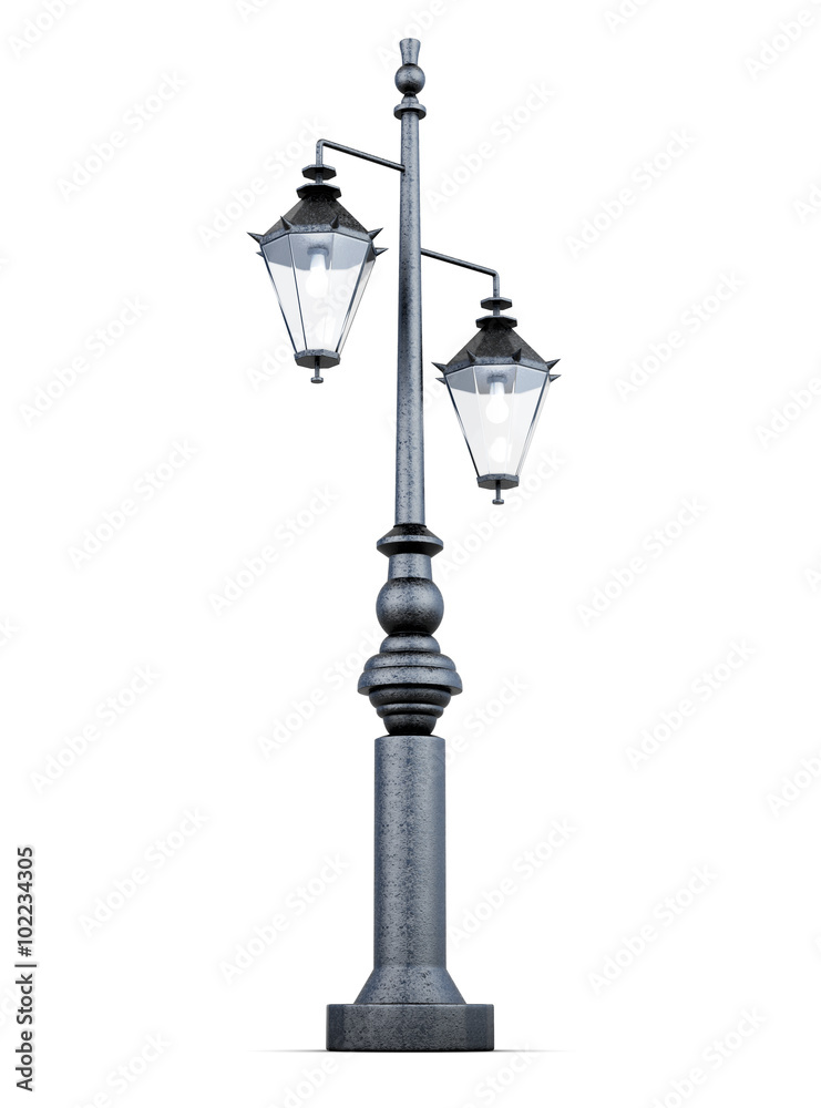 Light post isolated on a white background. 3d rendering