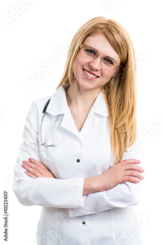Portrait of a doctor on a white background