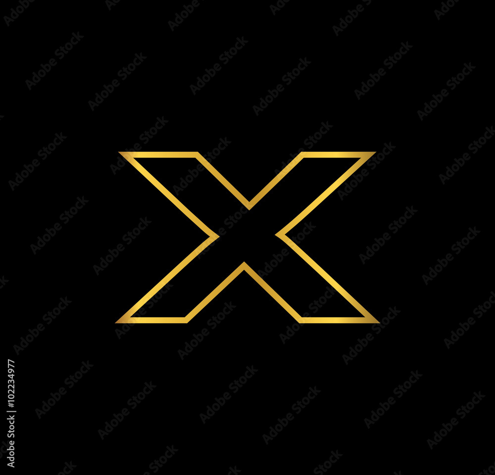 X letter gold line neon X letter gold line neon