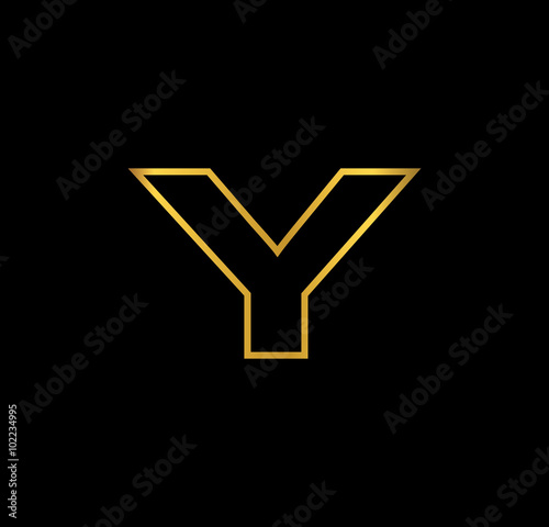 Y letter gold line neon