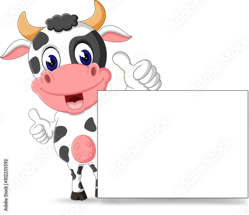 illustration of cute baby cow cartoon