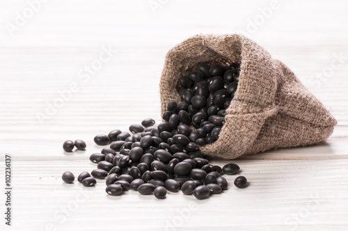 Black beans ,healthy food on  white background