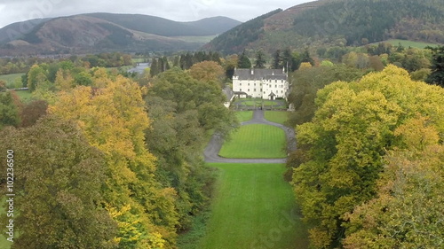 Aerial shot of Traquair house in Innerleithen in the Scottish Borders
 photo