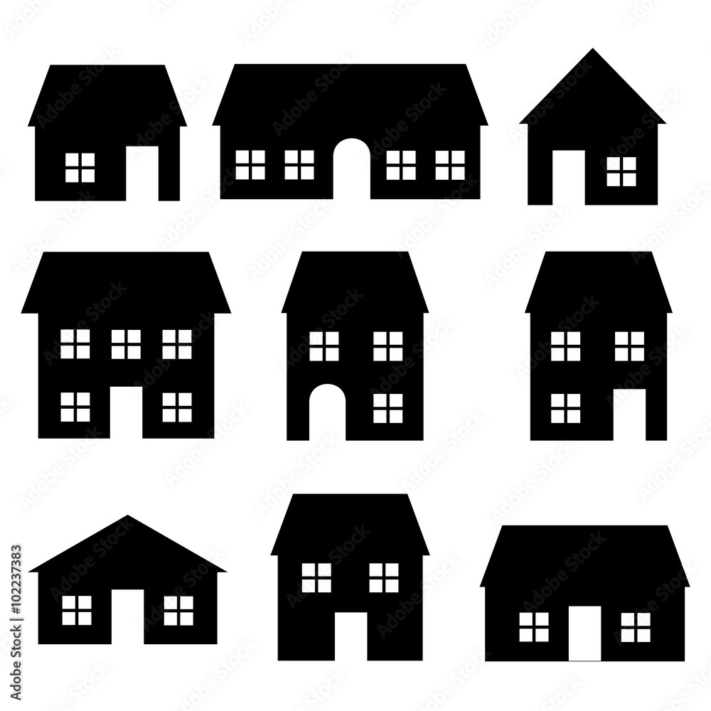 Schwarze Häuser Set